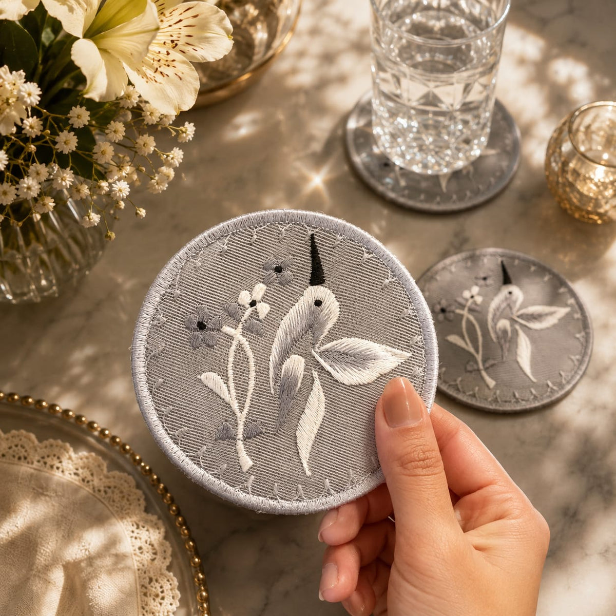 Silver Hummingbird Coaster