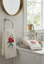 Crimson Bloom Hand Towels