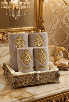 Regal Gold Embroidered Face Towels