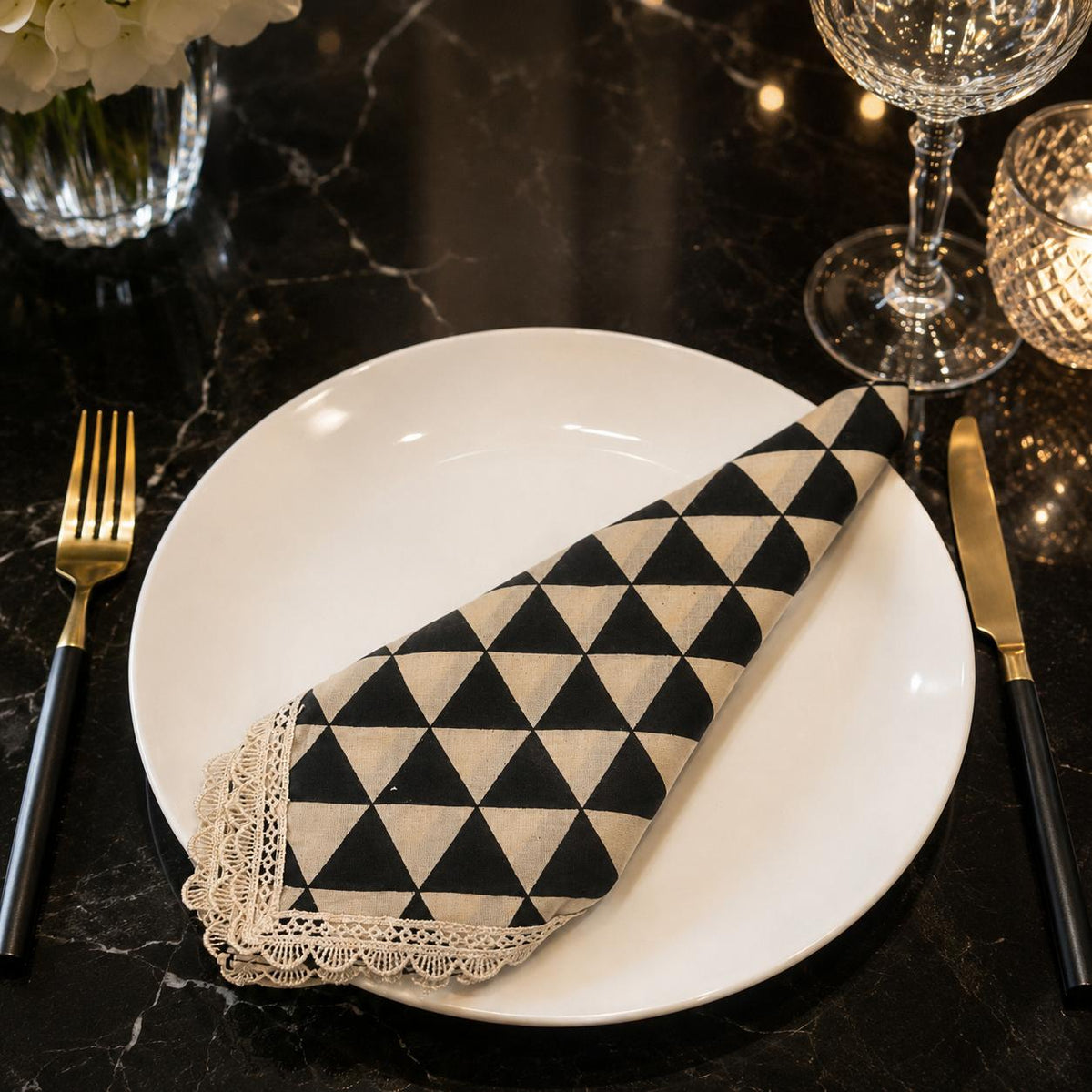 Noir Geometry Napkin