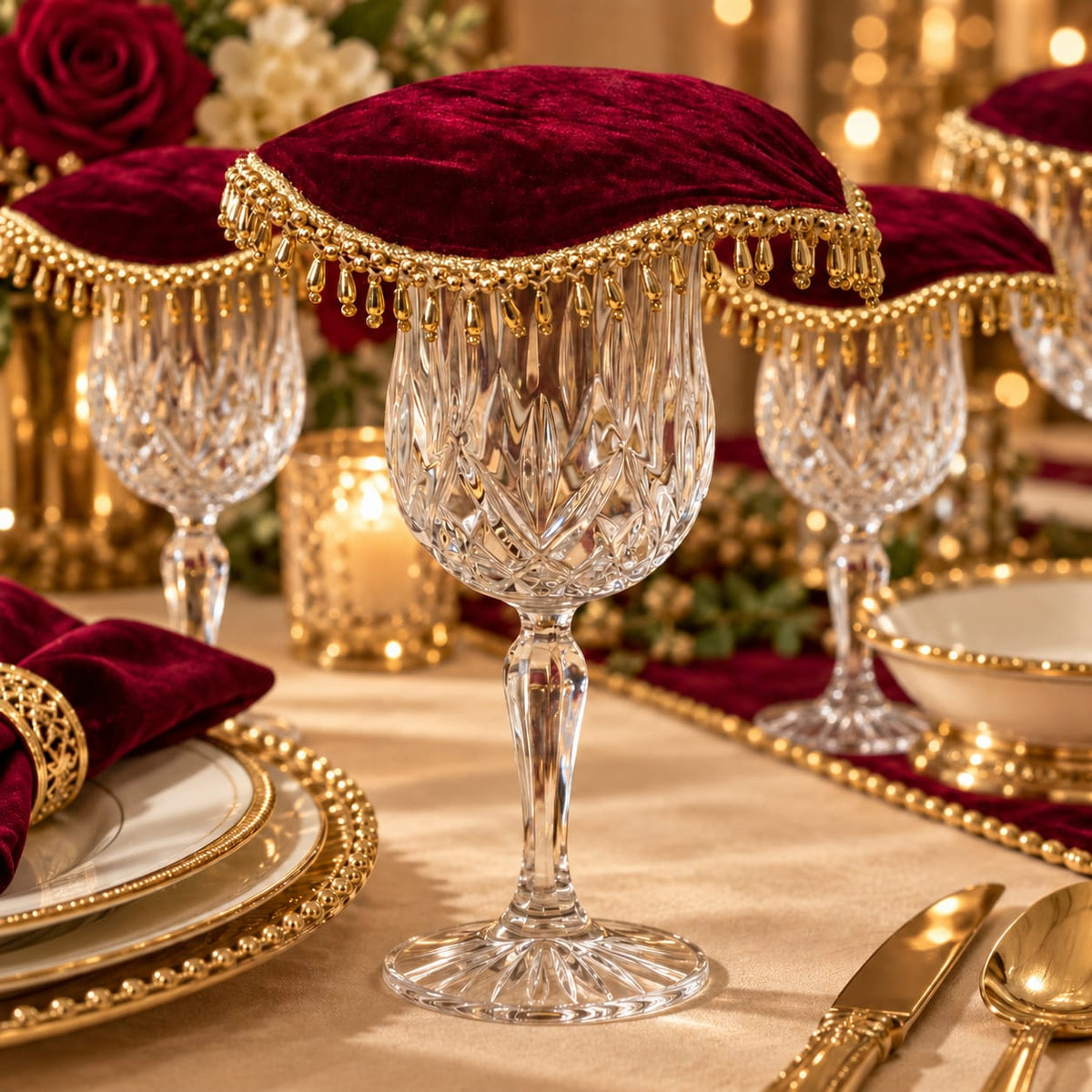 Regal Velvet Tassel Glass Cover