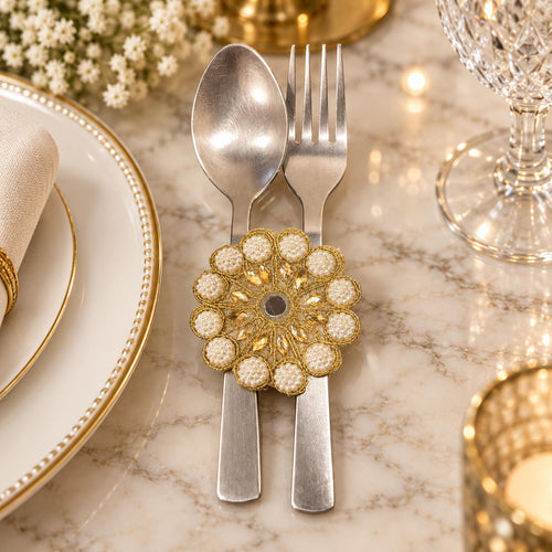 Festive Pearl Round Cutlery Holder