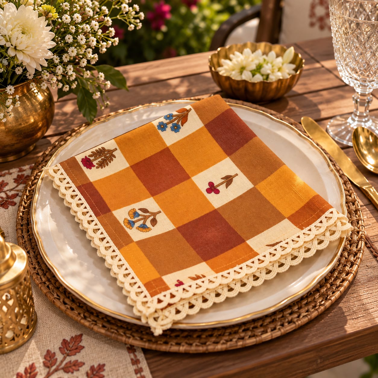 Autumn Bloom Lace Napkin