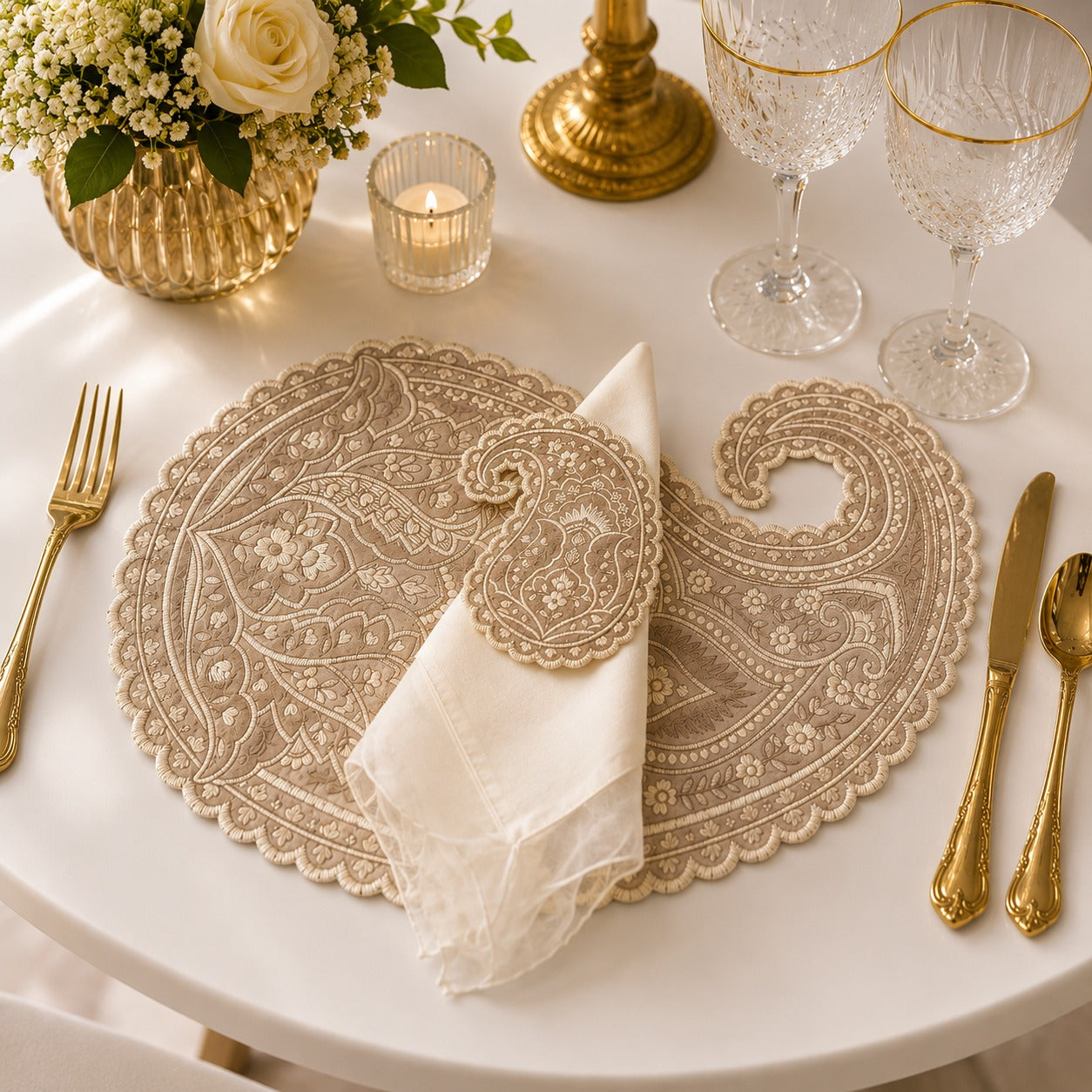 Paisley Mat, Napkin and Napkin Ring