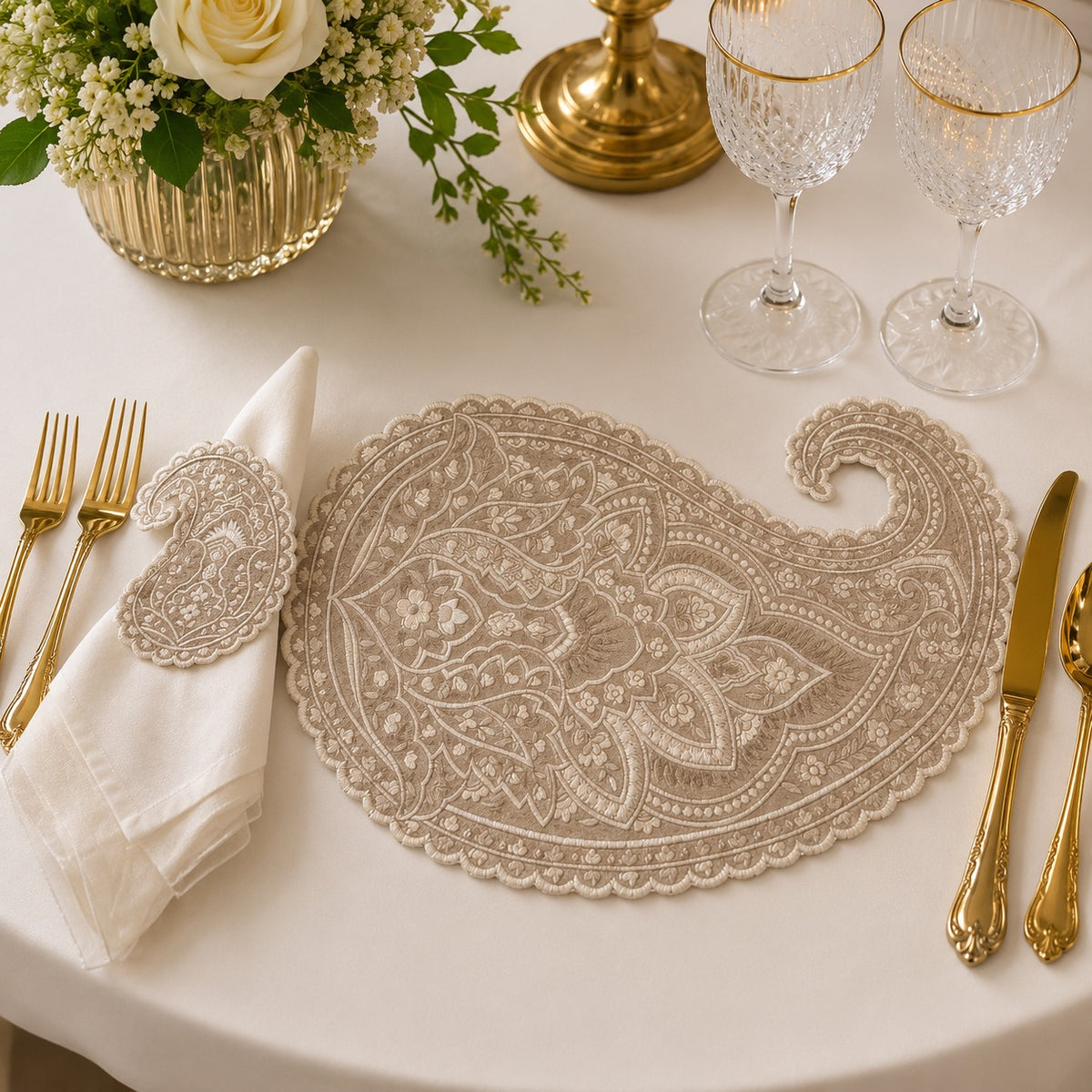 Paisley Mat, Napkin and Napkin Ring