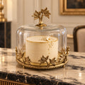 Golden Cake Stand with Glass Dome