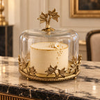 Golden Cake Stand with Glass Dome
