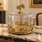 Golden Cake Stand with Glass Dome