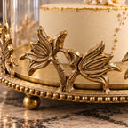 Golden Cake Stand with Glass Dome