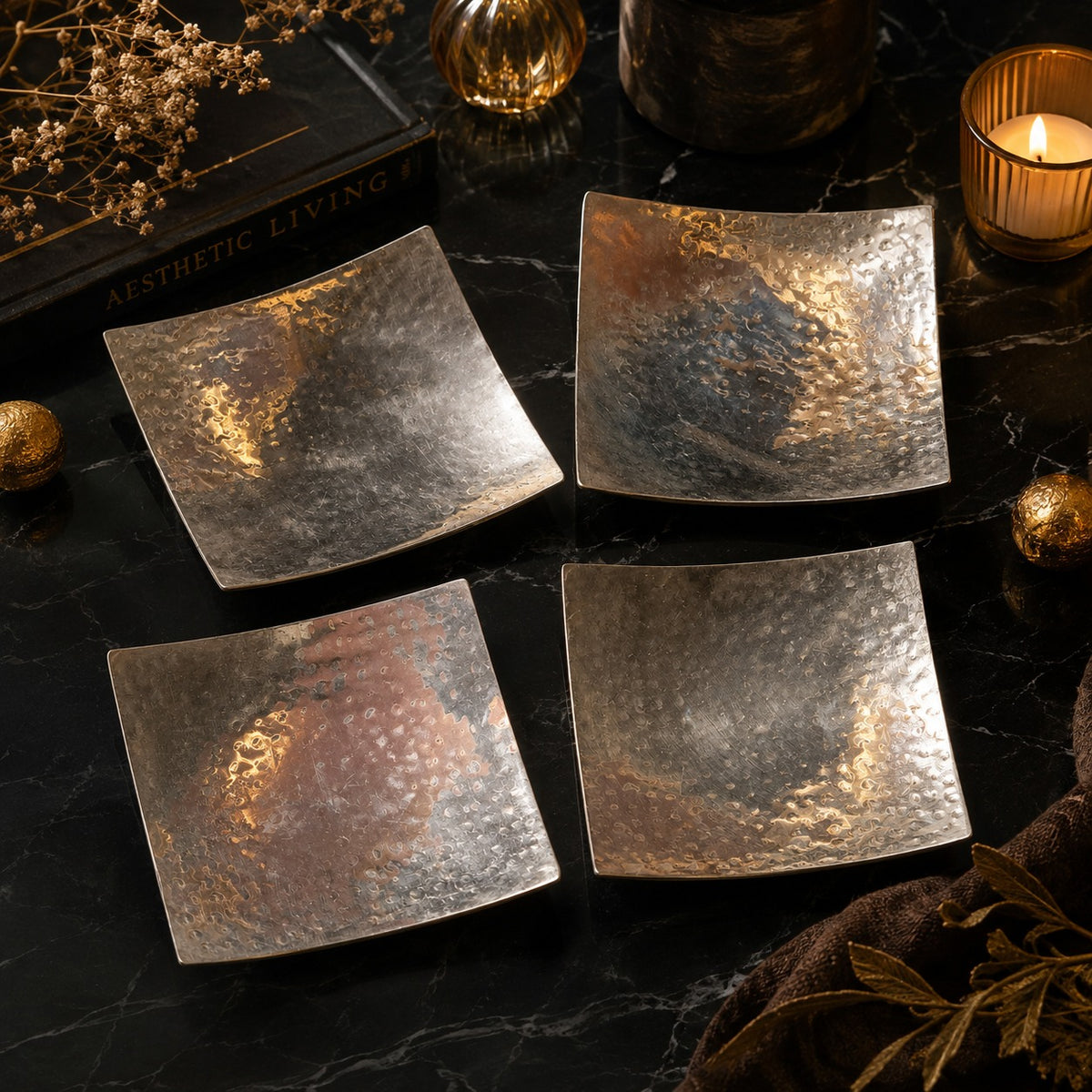 Modern Metal Tapas Plates - Set of 4