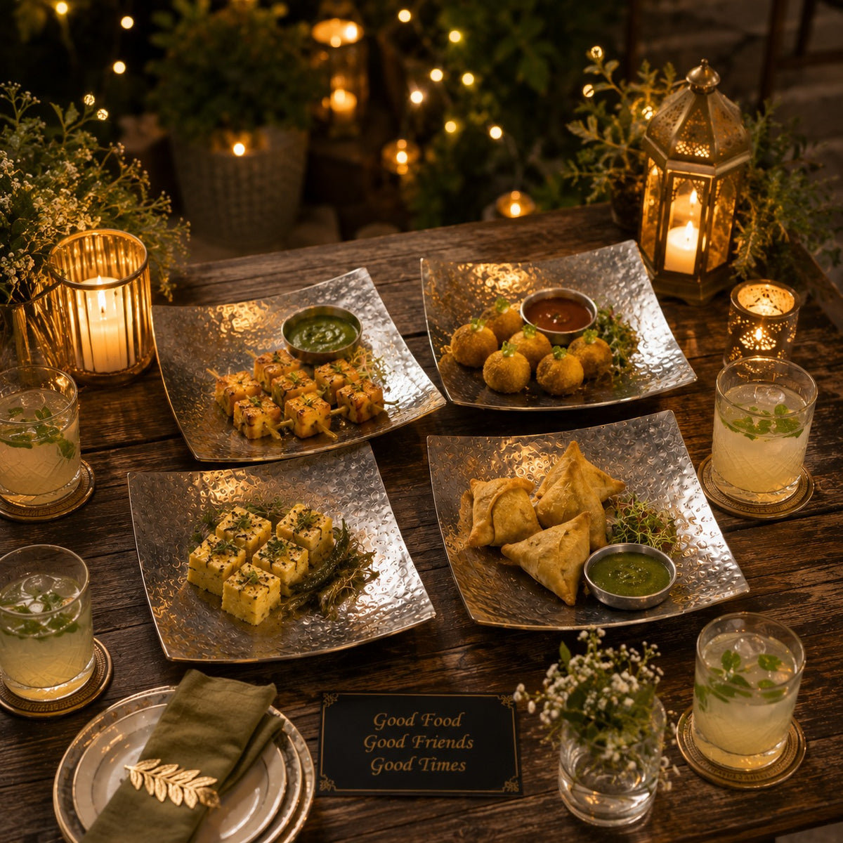Modern Metal Tapas Plates - Set of 4