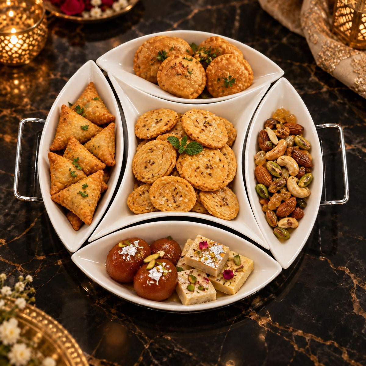 Crescent snack serving set