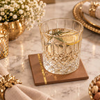 Luxe Tan Leather Coaster Set of 6