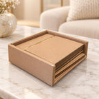 Luxe Tan Leather Coaster Set of 6