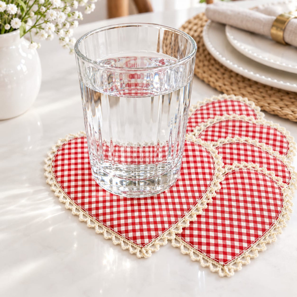 Red Check Coaster