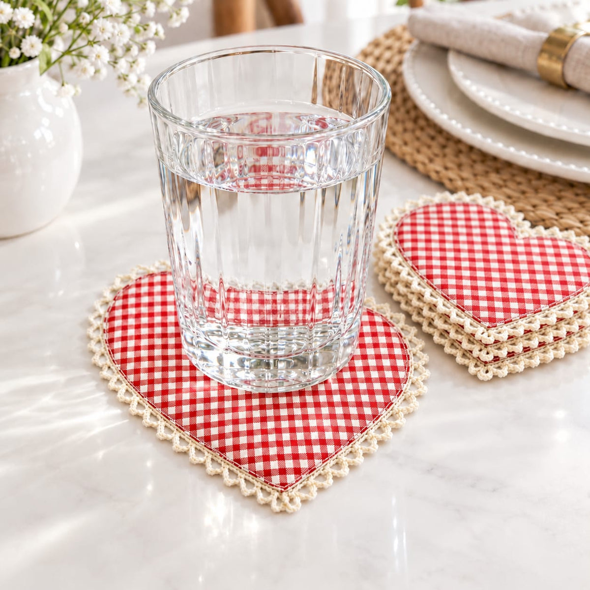 Red Check Coaster