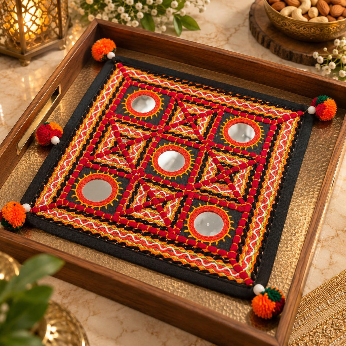 Gujarat Jashn Mirror Tray Cover