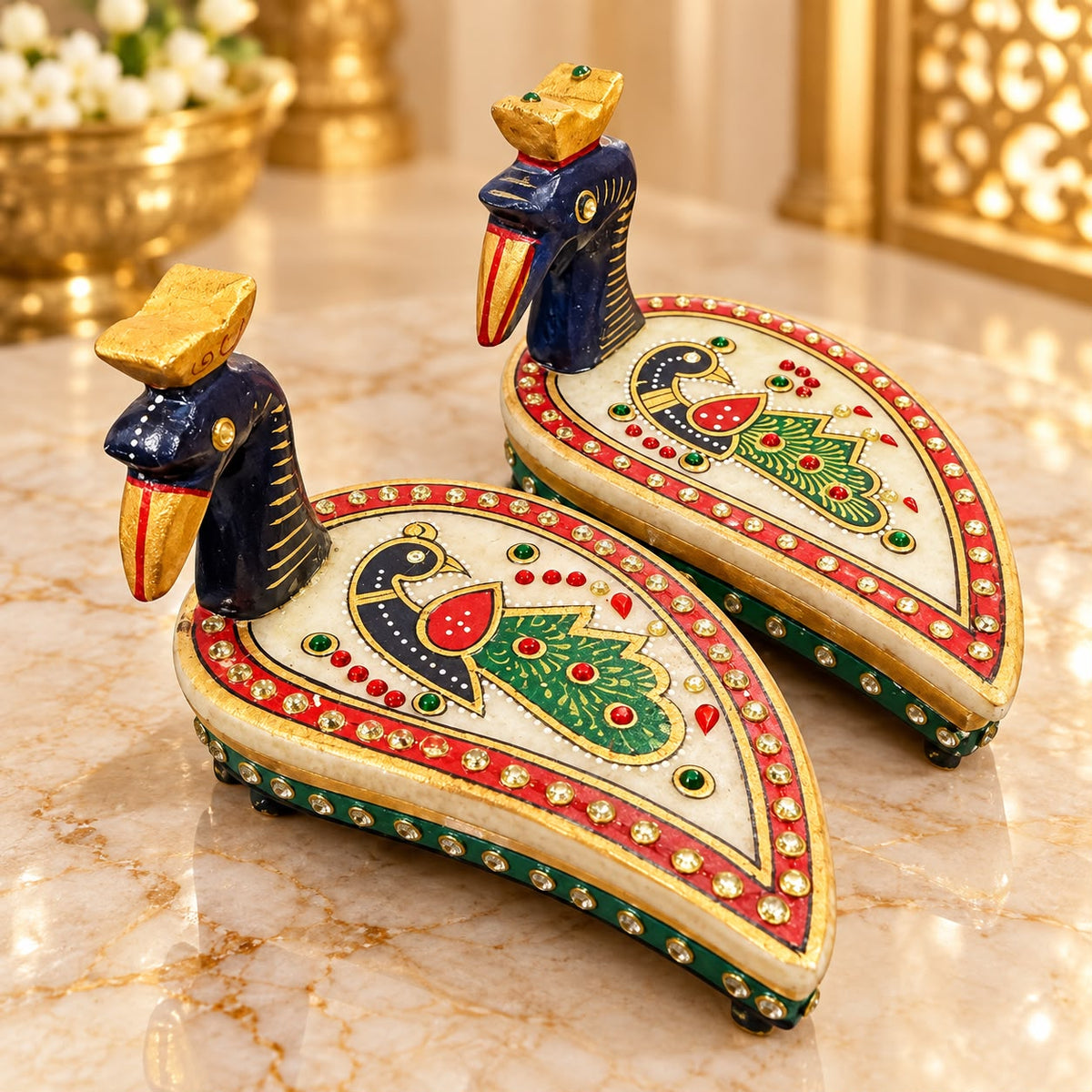 Mayur Marble Roli Chawal Box