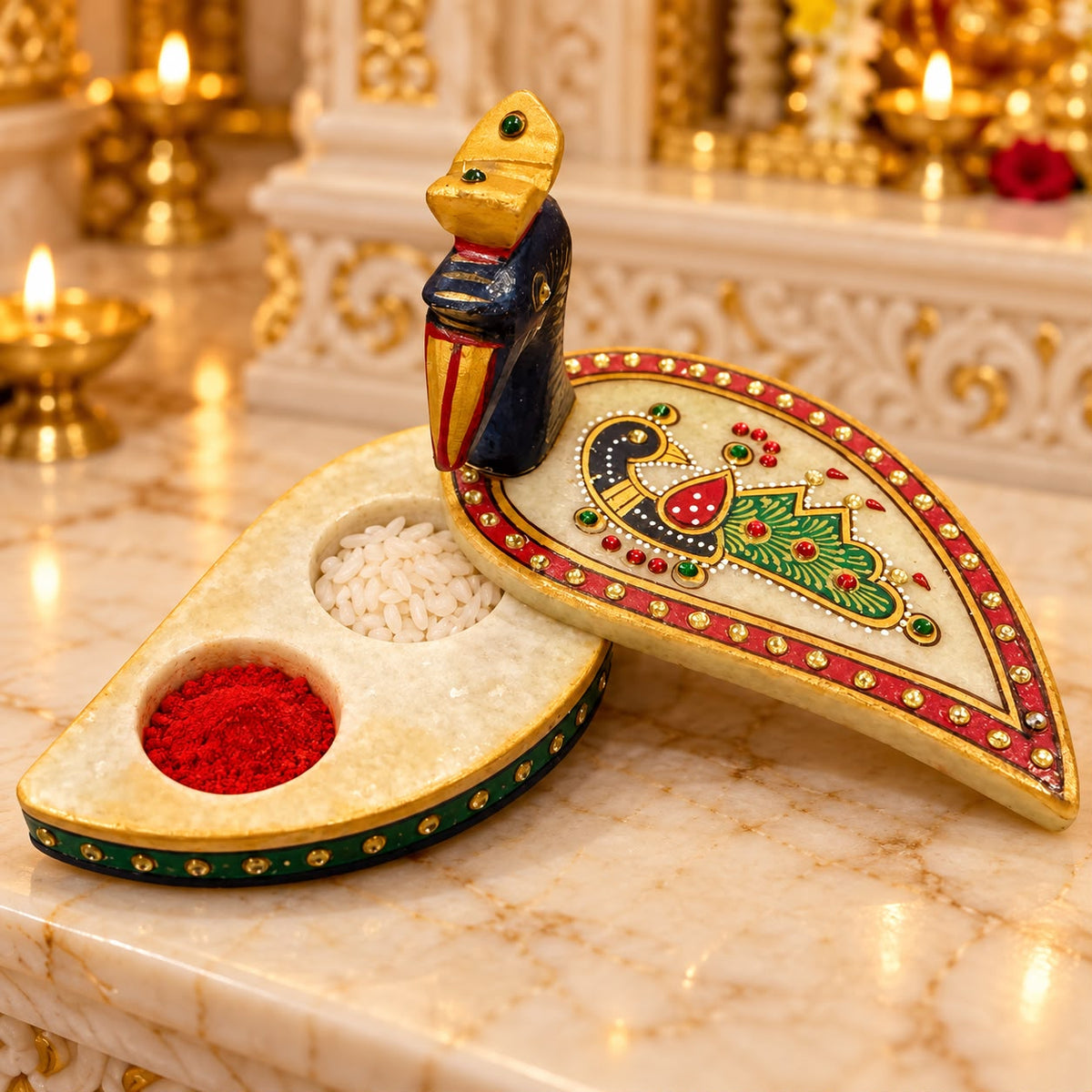 Mayur Marble Roli Chawal Box
