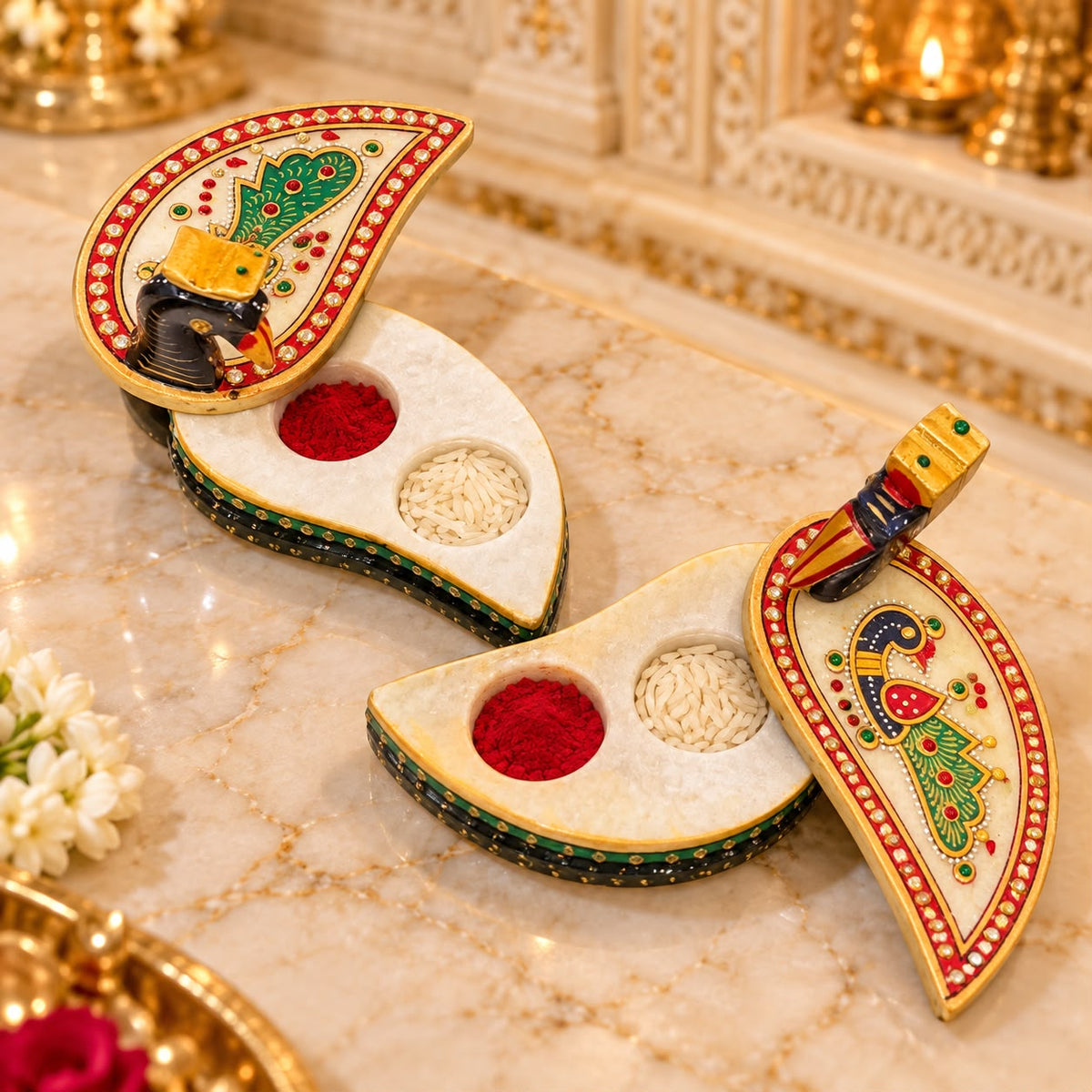 Mayur Marble Roli Chawal Box