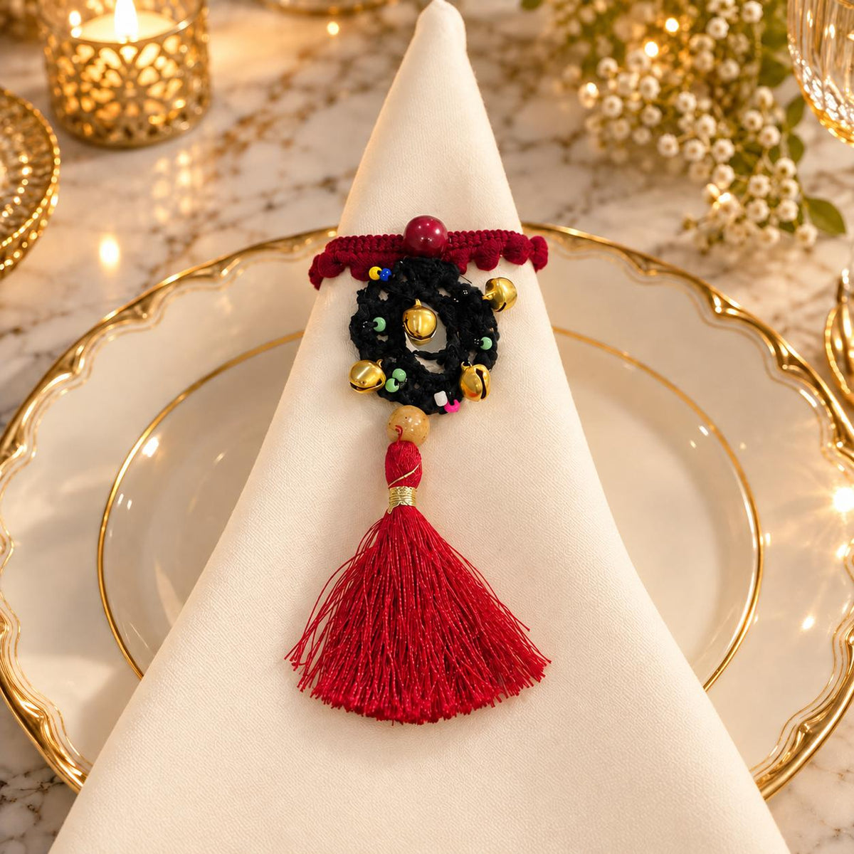 Gulrang Tassel Glass Charm Come Napkin Ring