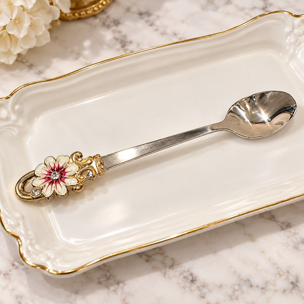 Fleur Royale Dessert Spoons – Set of 6