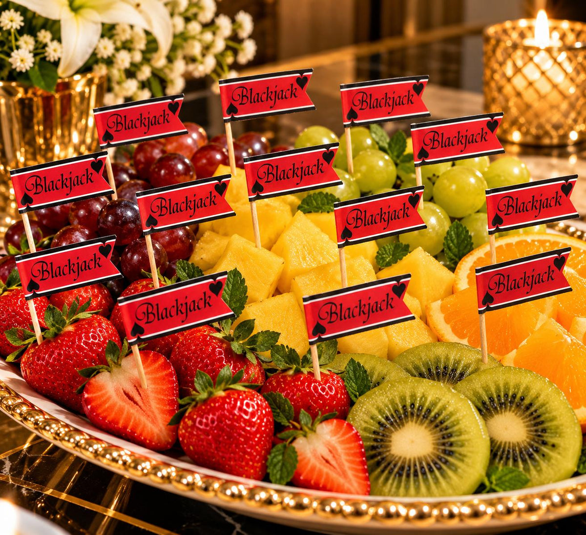 Blackjack Royale Casino Themed Fruit Picks
