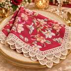 Elegant Red Floral Napkin