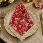 Elegant Red Floral Napkin