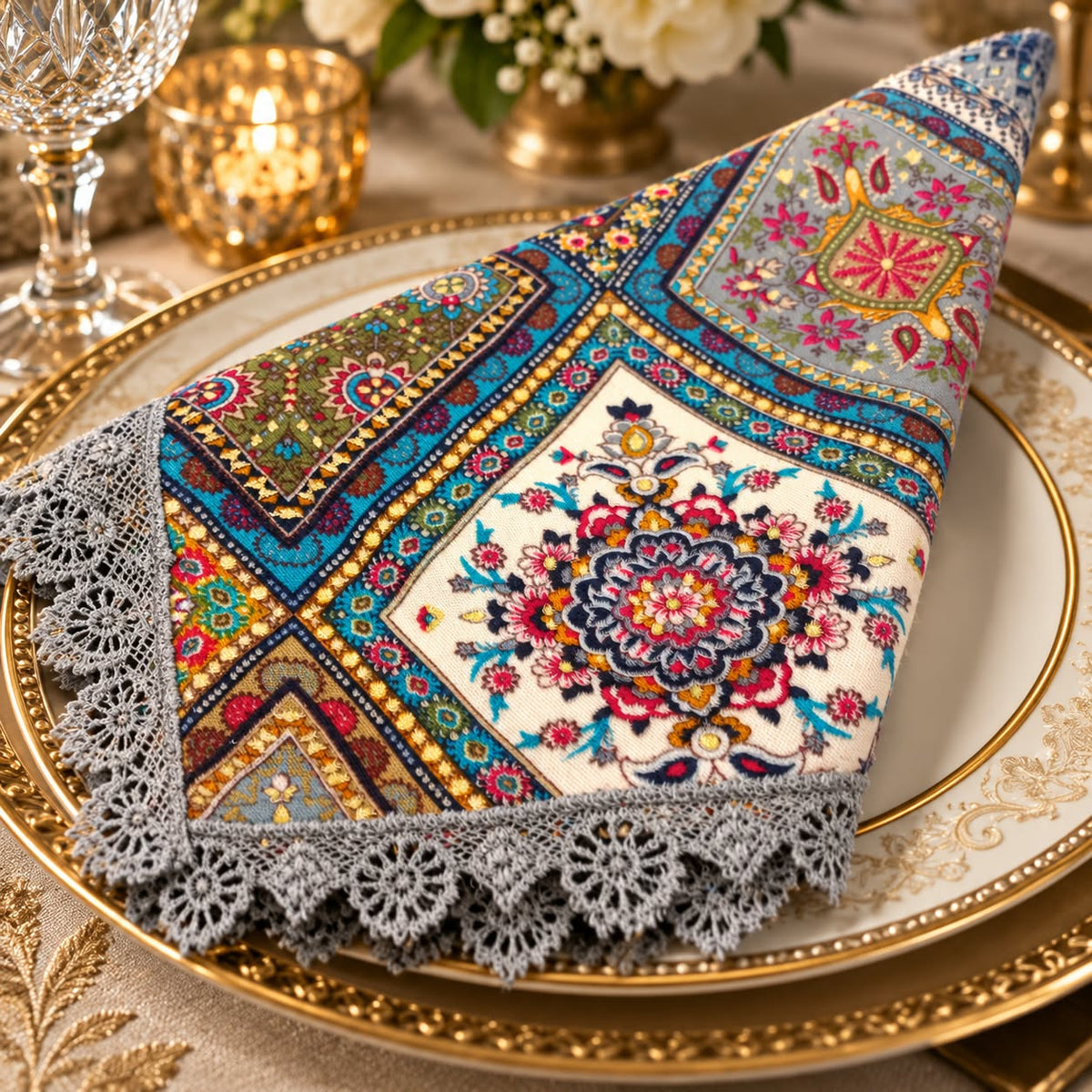 Multicolor Ethnic Print Napkin