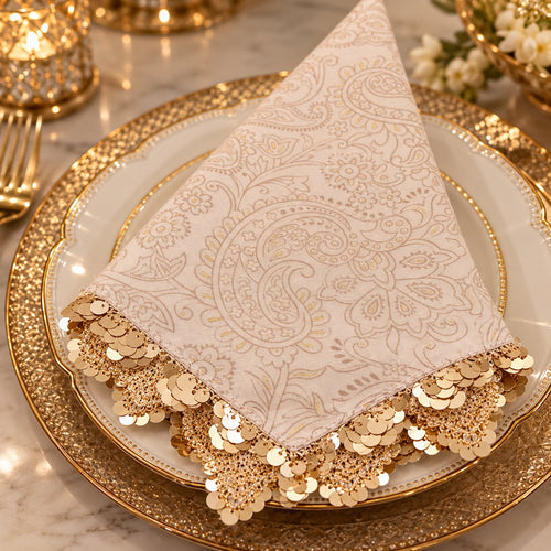 Elegant Gold and Ivory Luxury Napkin