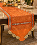 Royal Orange and Gold Embellished Table Runner