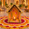 Pichwai Mirror Mosaic Diya House