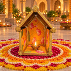 Pichwai Mirror Mosaic Diya House