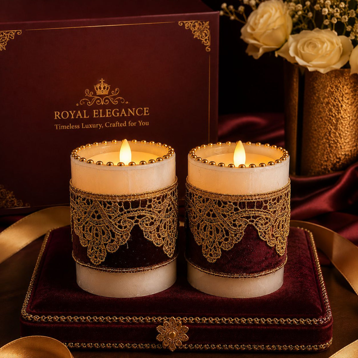 Royal Velvet Lace Candle Duo