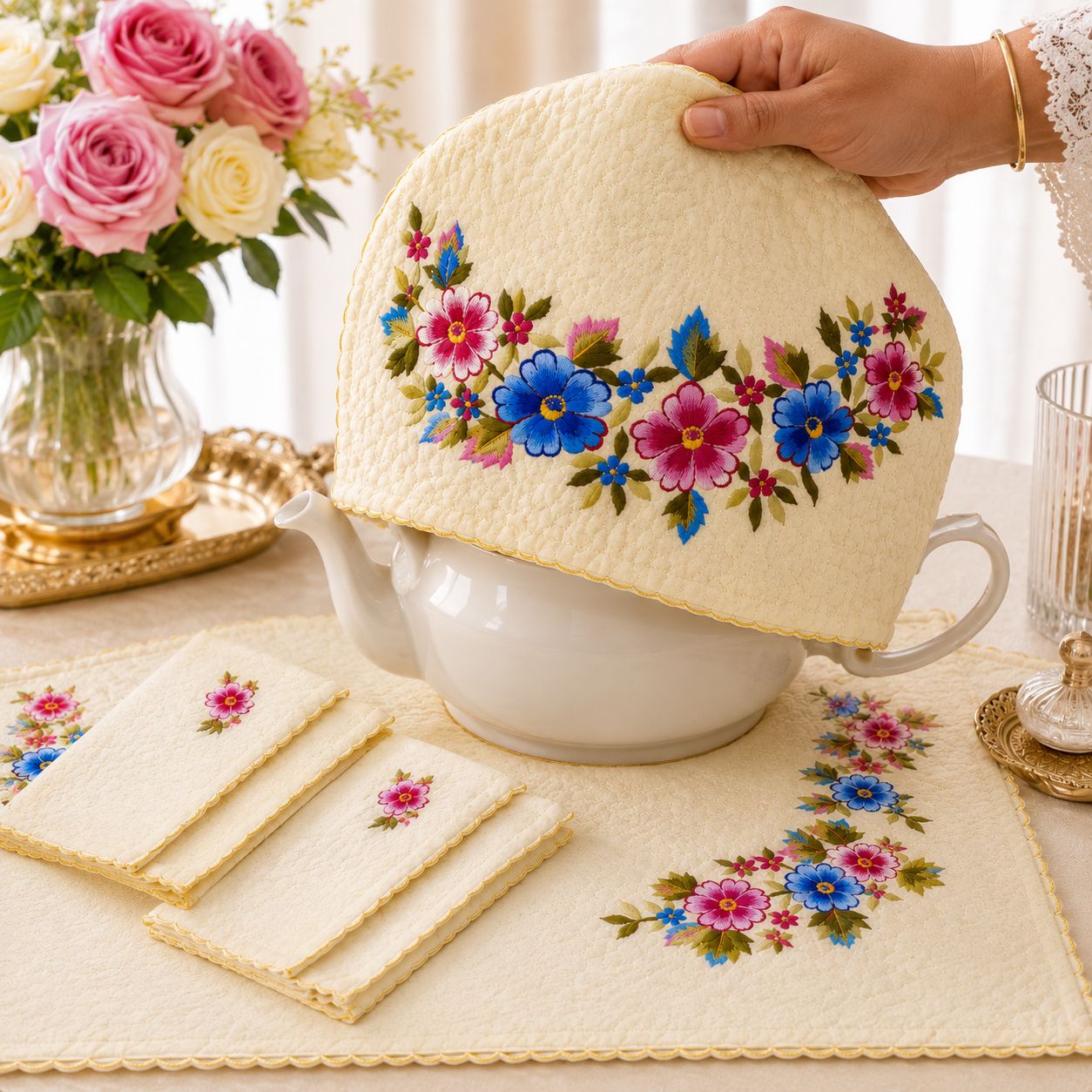 Royal Elegance Embroidered Tea-Time Collection