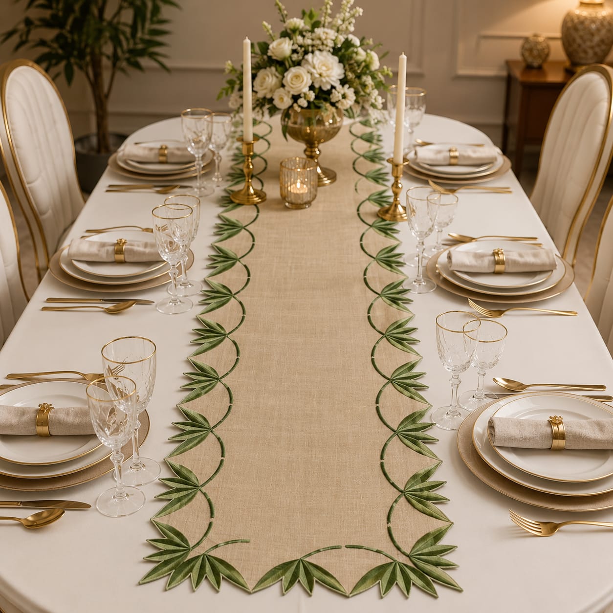 Leaf Whisper Linen Runner