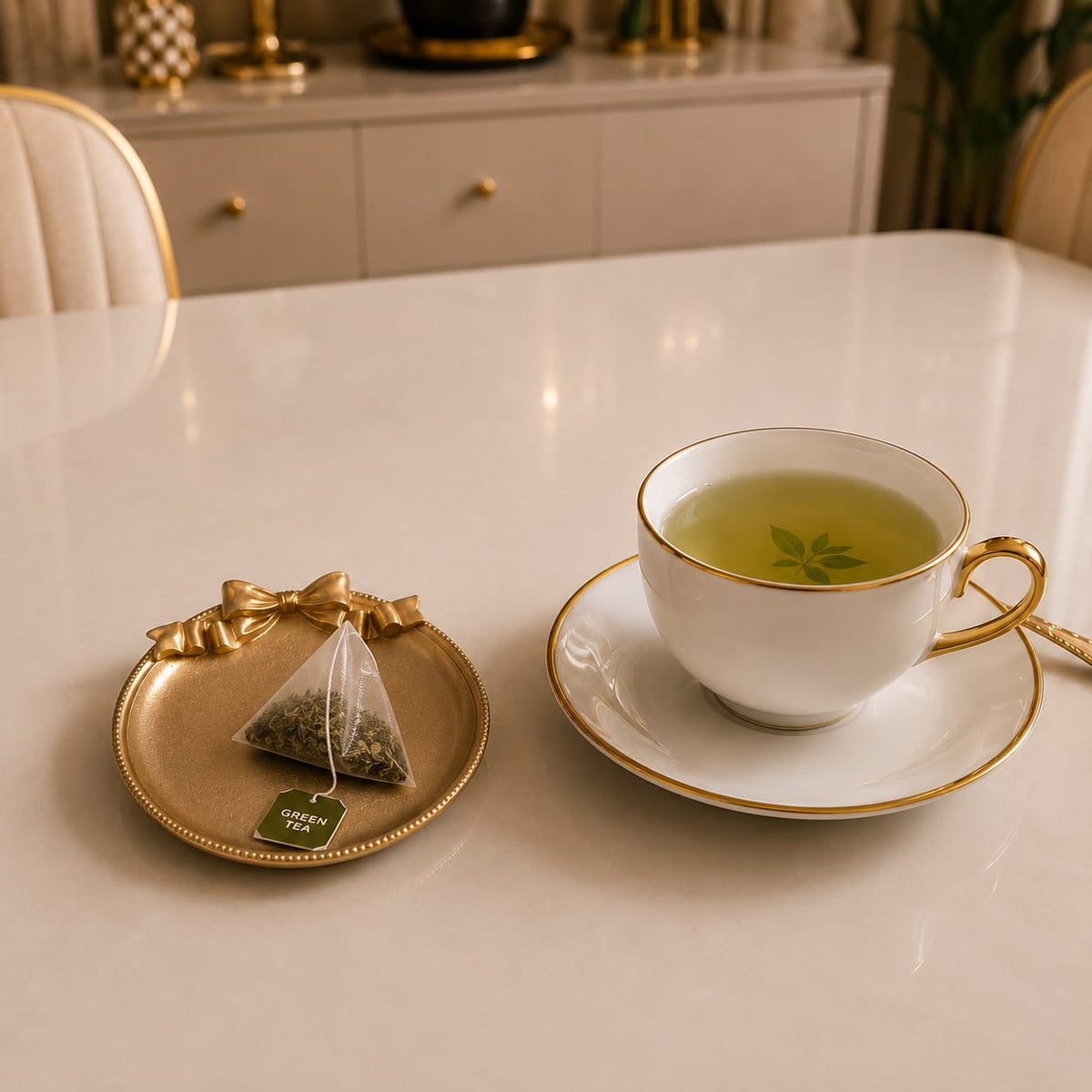 Gilded Bow Tea Rest