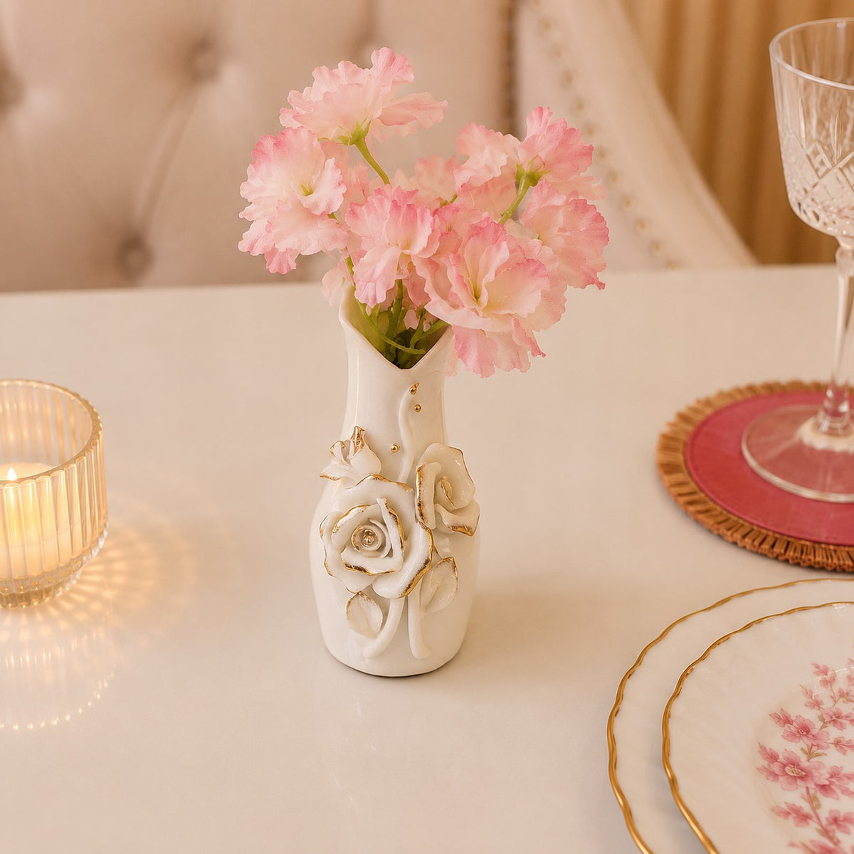 Rose Éclat Ceramic Vase