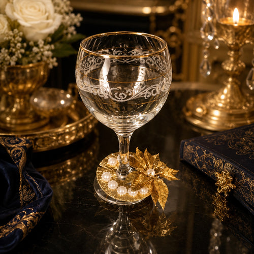 Golden Pearl Bloom Glass Charm