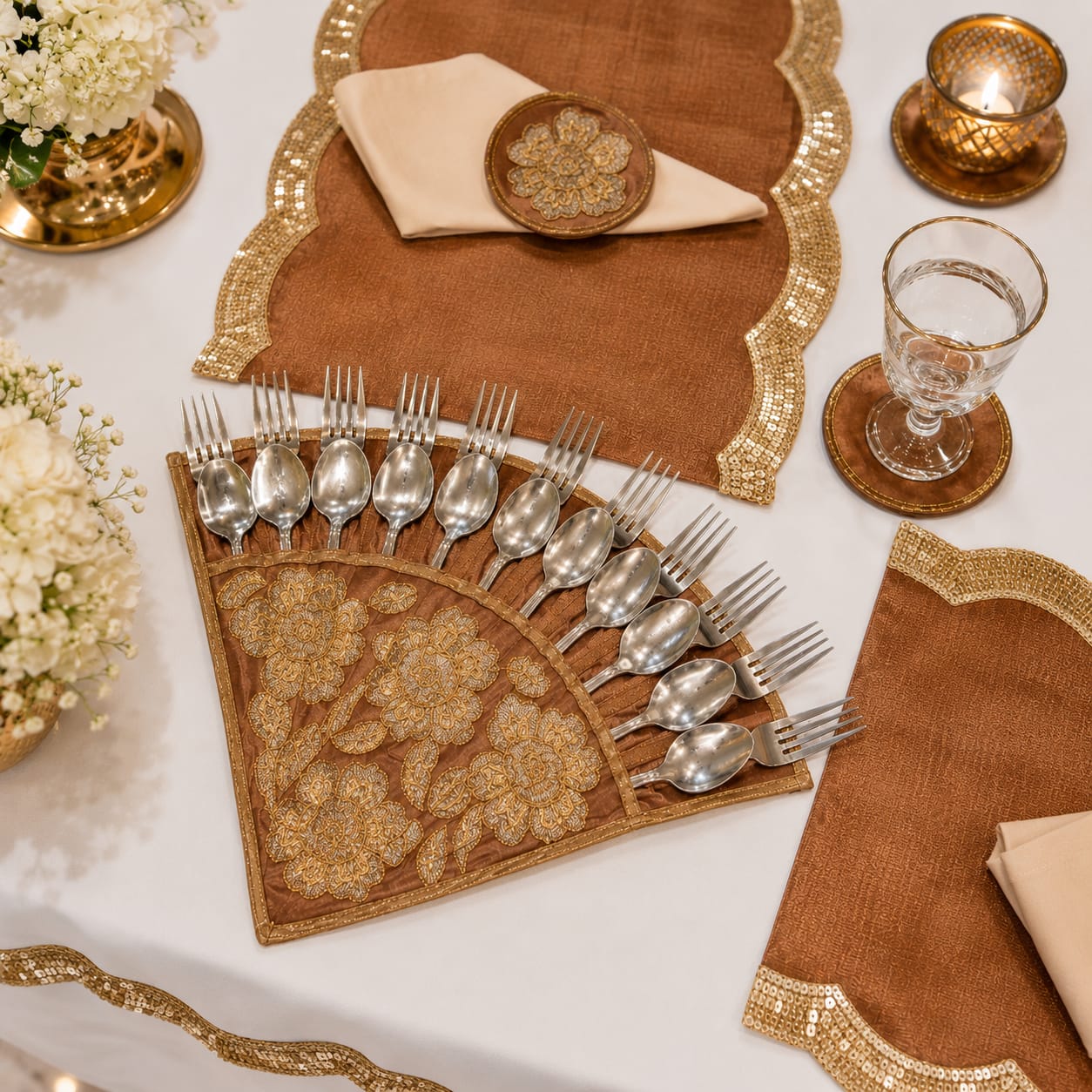 Regal Bloom Fan Cutlery Holder