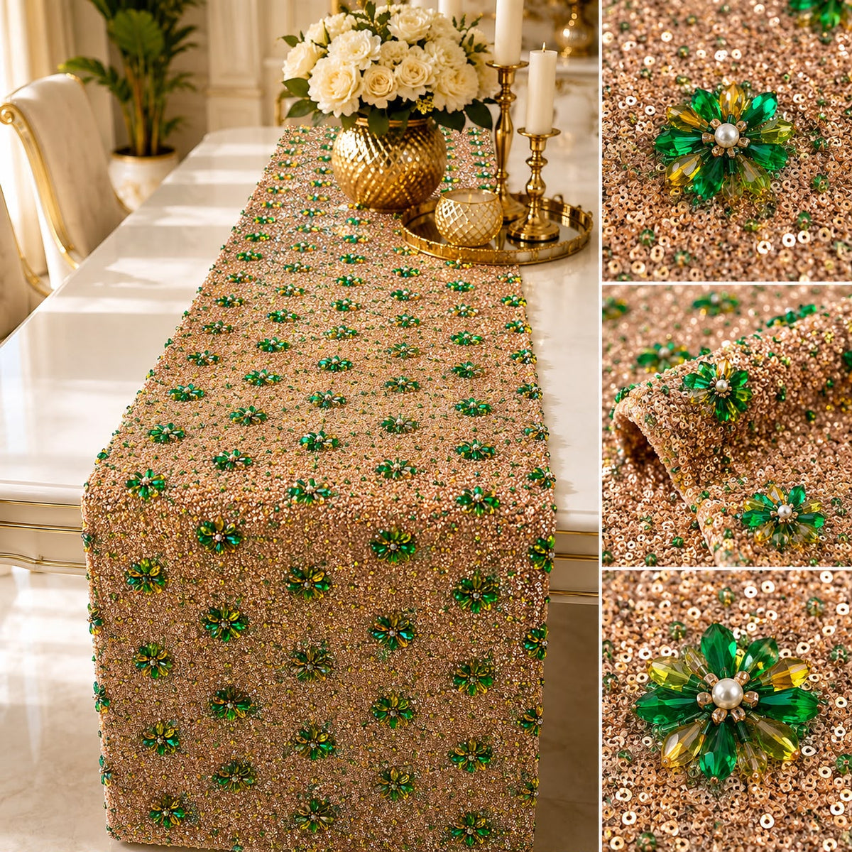 Sunehri Emerald Bloom Runner