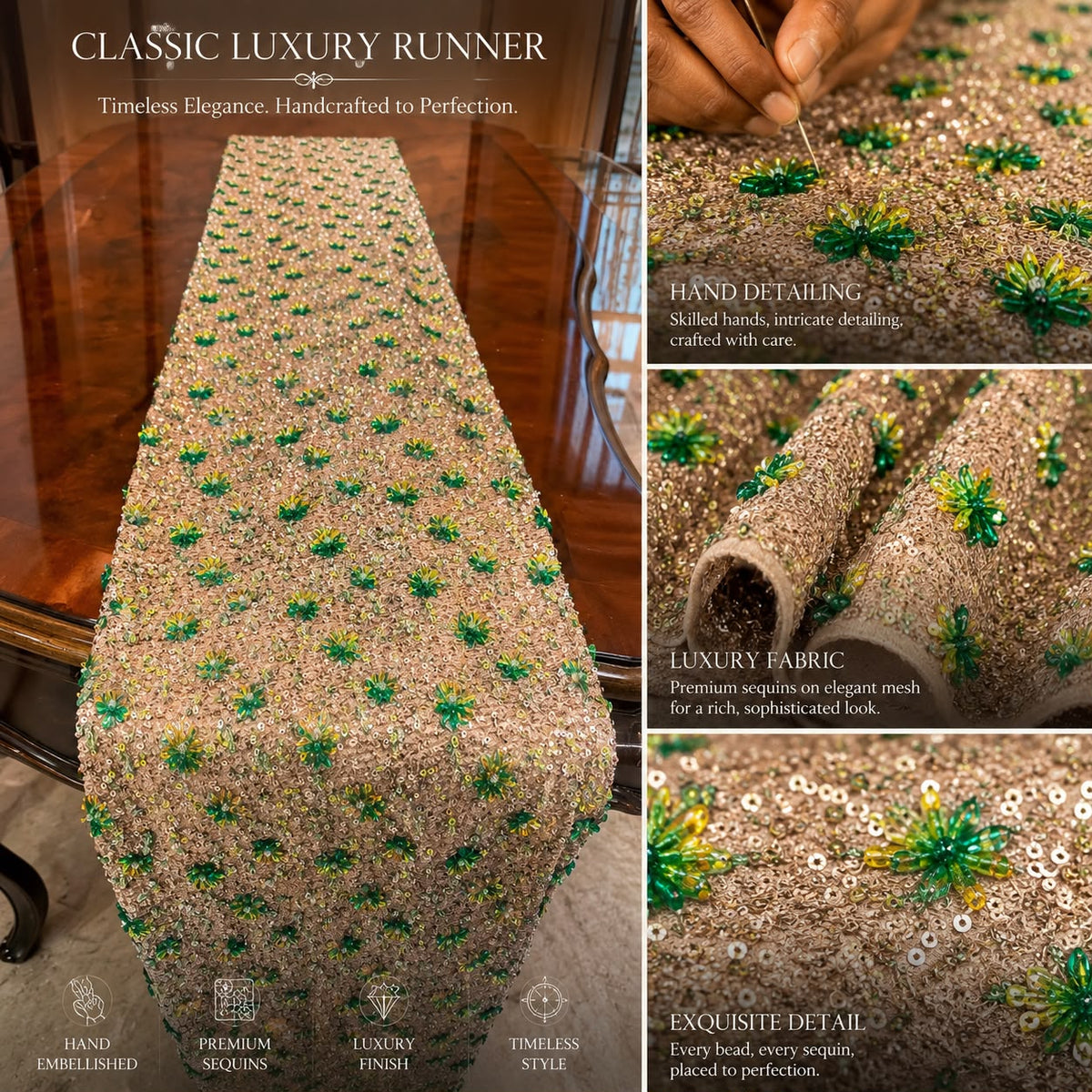Sunehri Emerald Bloom Runner