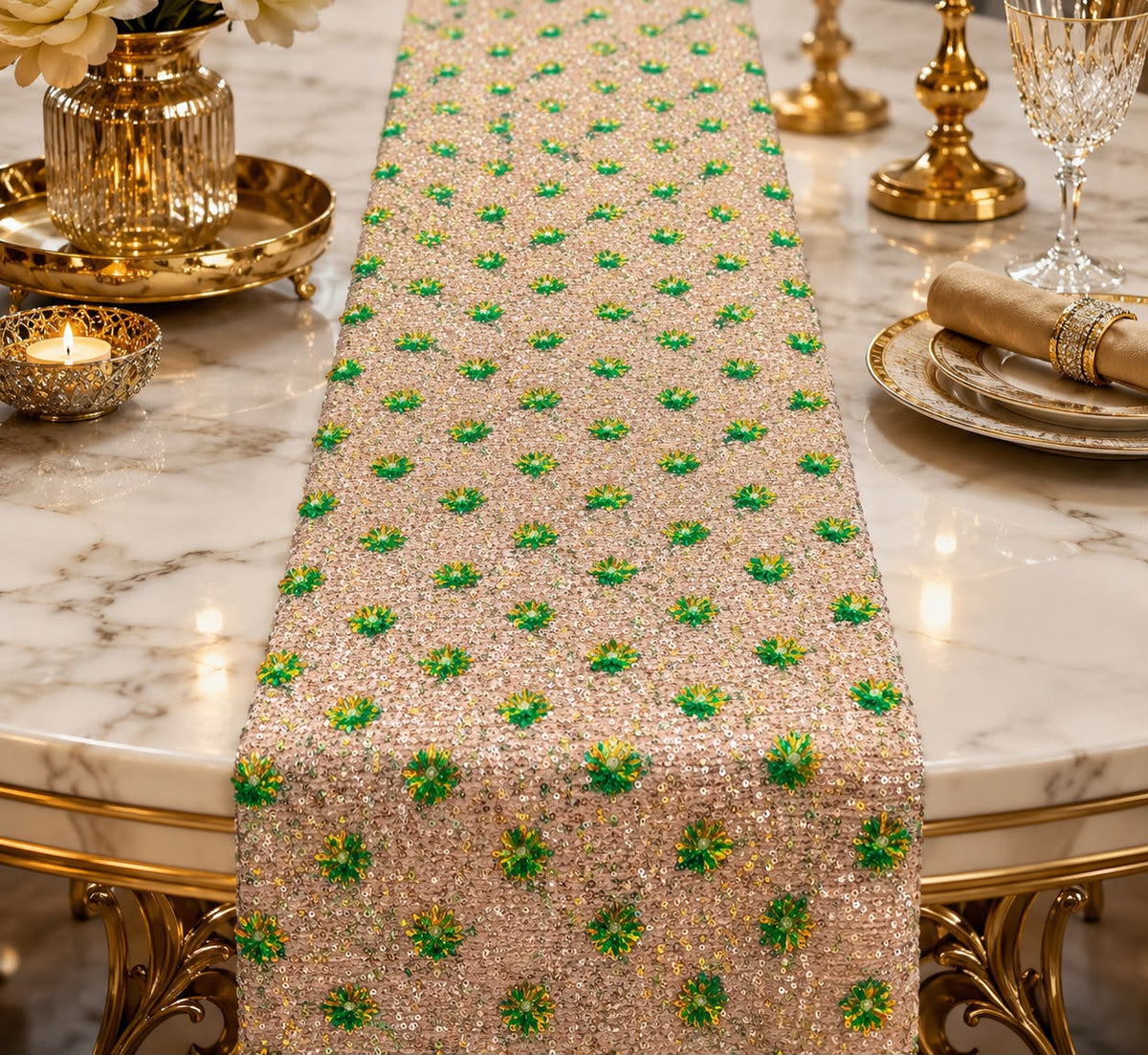 Sunehri Emerald Bloom Runner