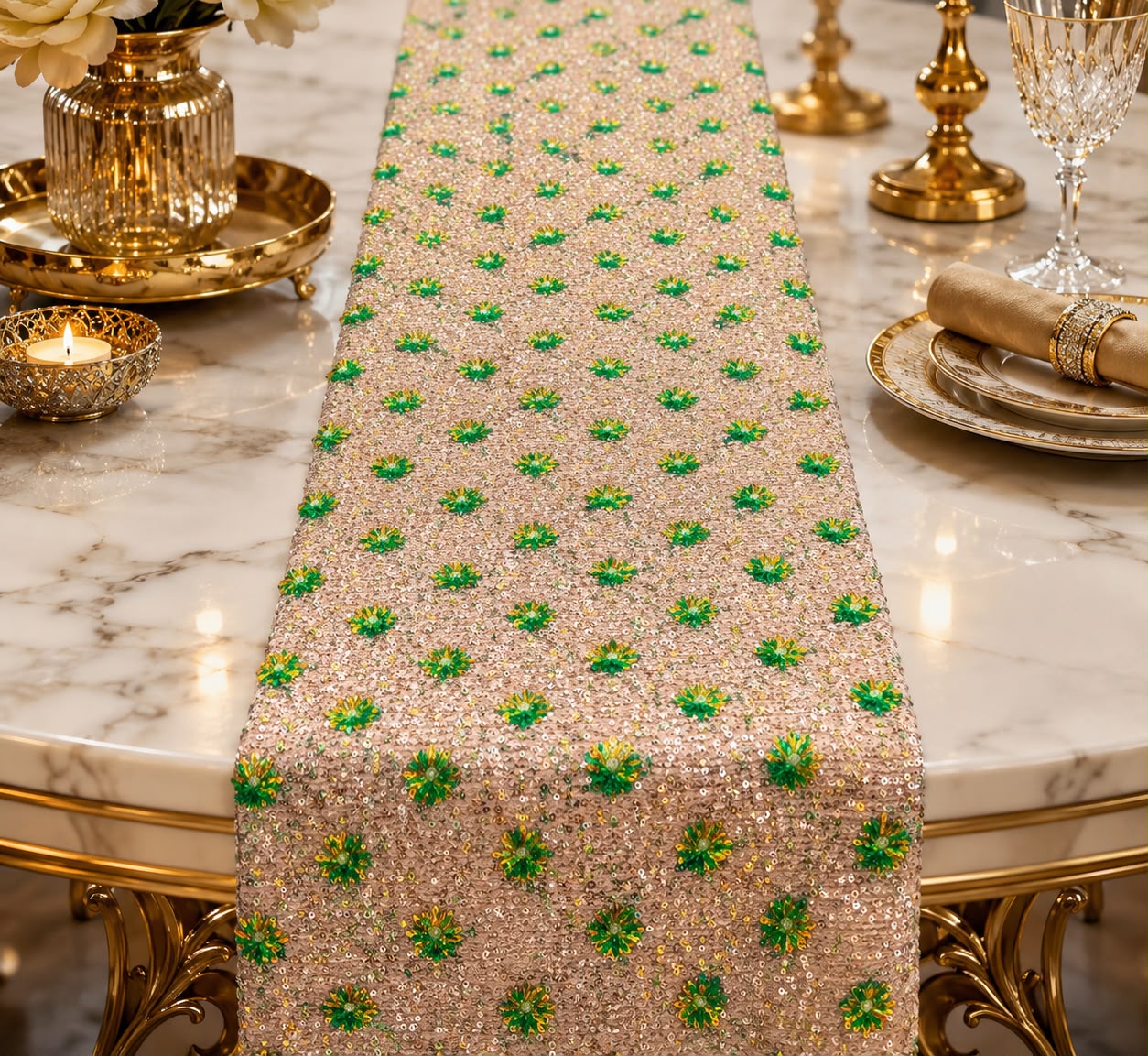 Sunehri Emerald Bloom Runner