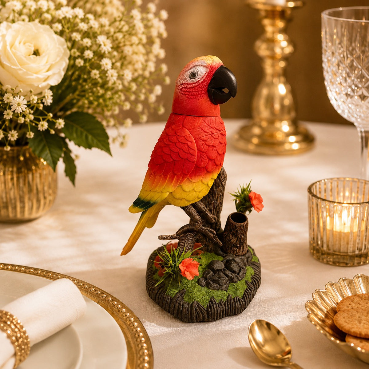 Scarlet Majesty Parrot Figurine