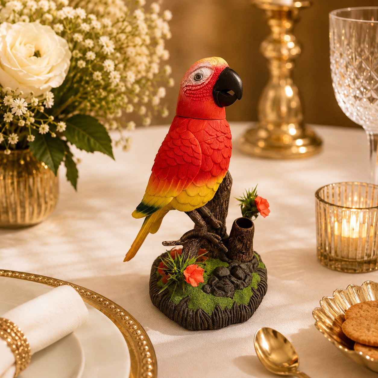 Scarlet Majesty Parrot Figurine