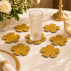 Golden Bloom Glass Coaster Set
