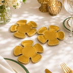 Golden Bloom Glass Coaster Set