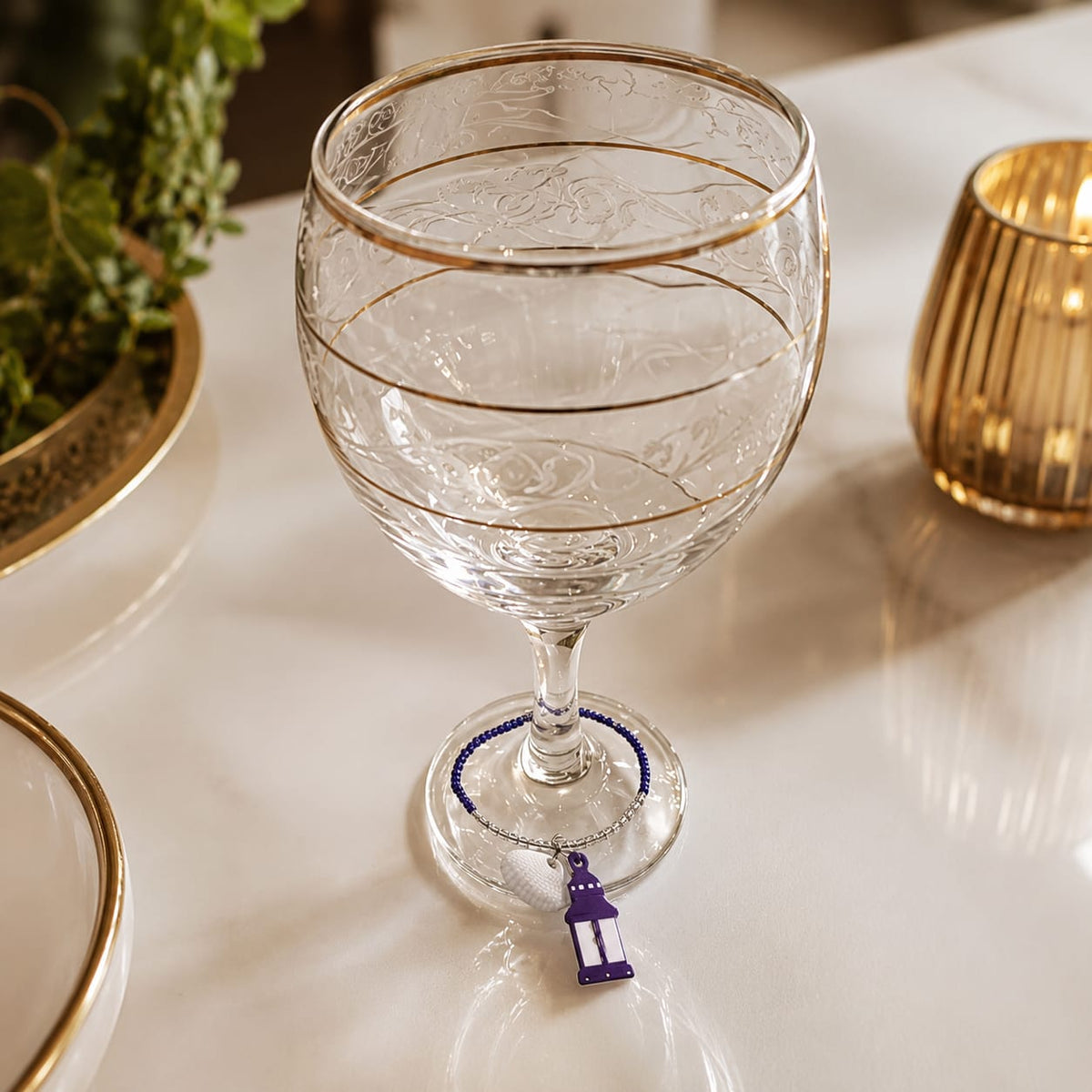 Midnight Lantern Wine Charm